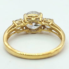Load image into Gallery viewer, Ladies Yellow Gold 9ct (375, 9k) 3 Stone Diamantes Engagement Ring

