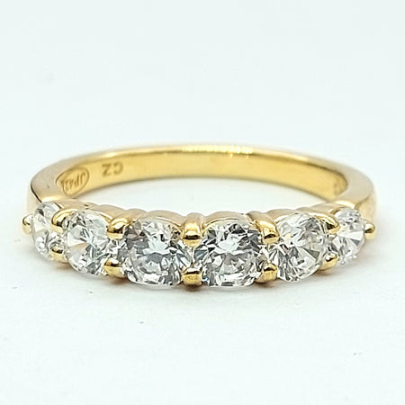 Ladies Yellow Gold 9ct (375, 9k) High Quality Graduating Pave Diamante Ring