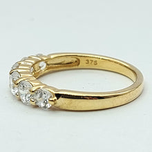 Load image into Gallery viewer, Ladies Yellow Gold 9ct (375, 9k) High Quality Graduating Pave Diamante Ring
