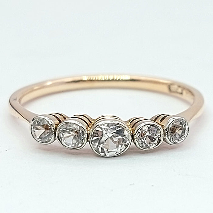 Ladies Rose Gold 15ct (625, 15k) Antique White Natural Sapphires Minimal Ring