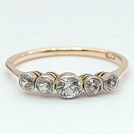 Ladies Rose Gold 15ct (625, 15k) Antique White Natural Sapphires Minimal Ring