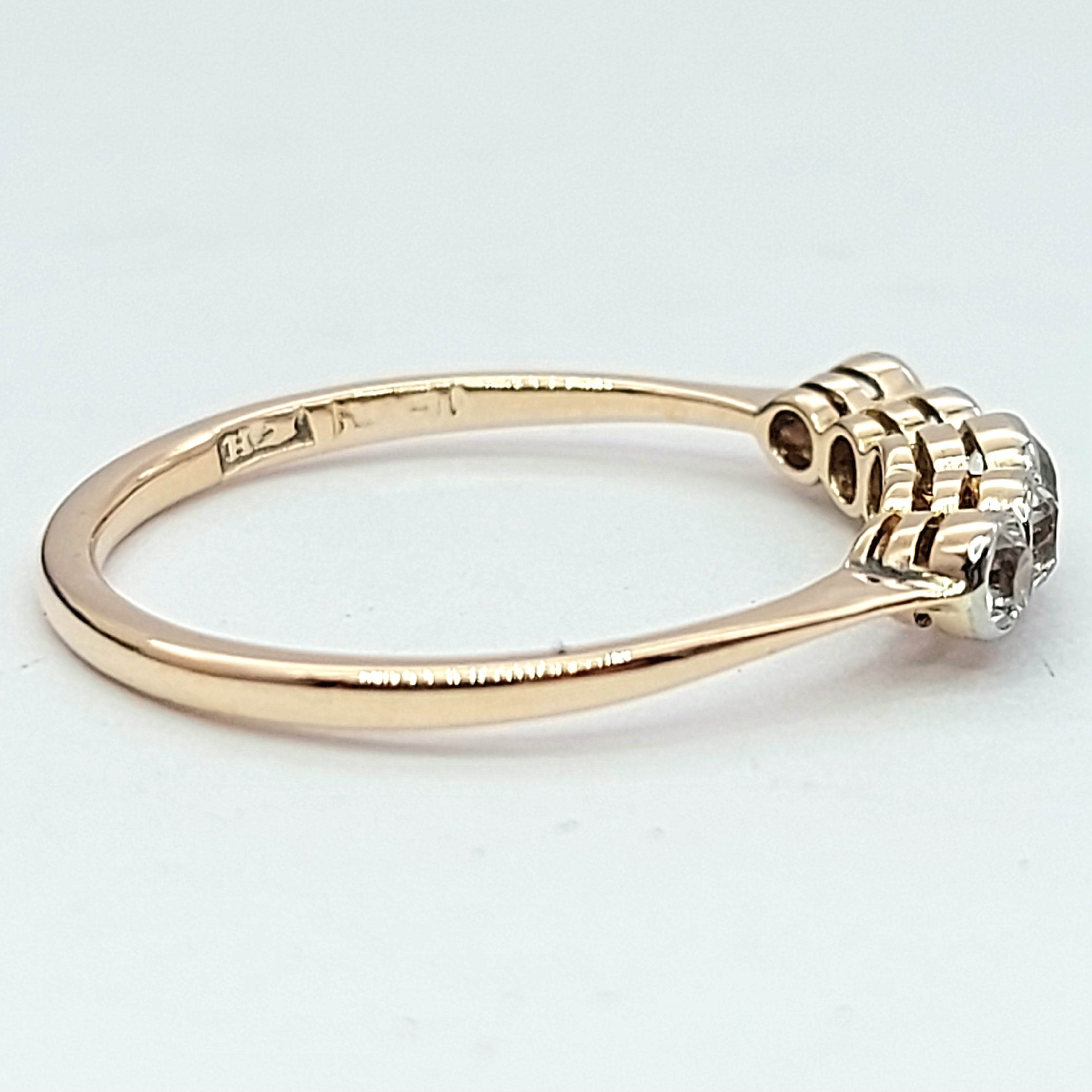 Ladies Rose Gold 15ct (625, 15k) Antique White Natural Sapphires Minimal Ring