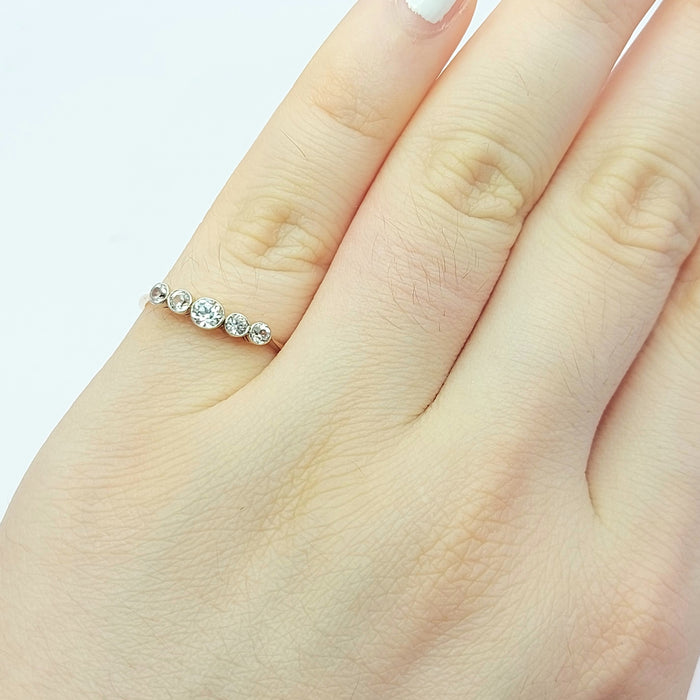 Ladies Rose Gold 15ct (625, 15k) Antique White Natural Sapphires Minimal Ring