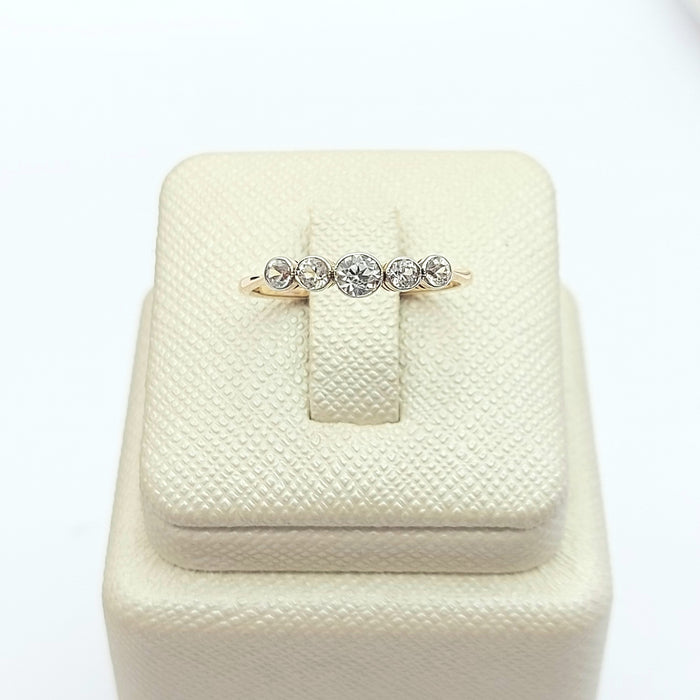 Ladies Rose Gold 15ct (625, 15k) Antique White Natural Sapphires Minimal Ring