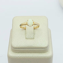 Load image into Gallery viewer, Ladies Yellow Gold 10ct (417, 10k) Rare Natural White Oval Opal Patterned Ring
