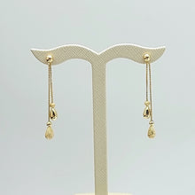 Load image into Gallery viewer, Ladies Yellow Gold 9ct (375 ,9k) Double Teardrop Dangle Box Chain Stud Earrings
