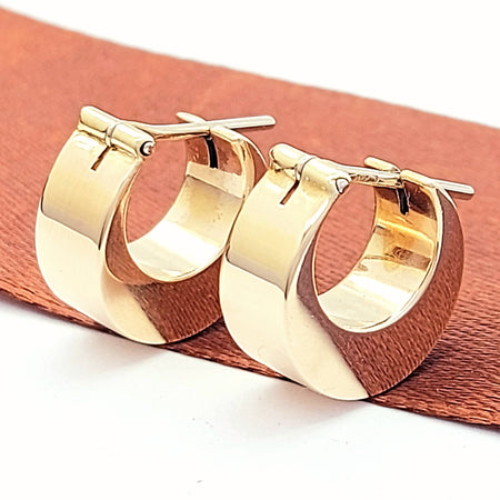 Ladies Rose Gold 9ct (375, 9K) Antique Smooth Plain Crescent Moon Hoops