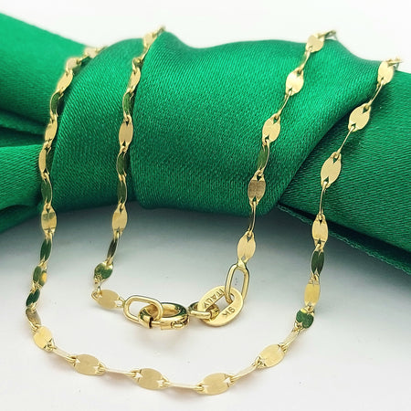 Ladies Italian Yellow Gold 9ct (375, 9K) Dainty Flake Link Necklace