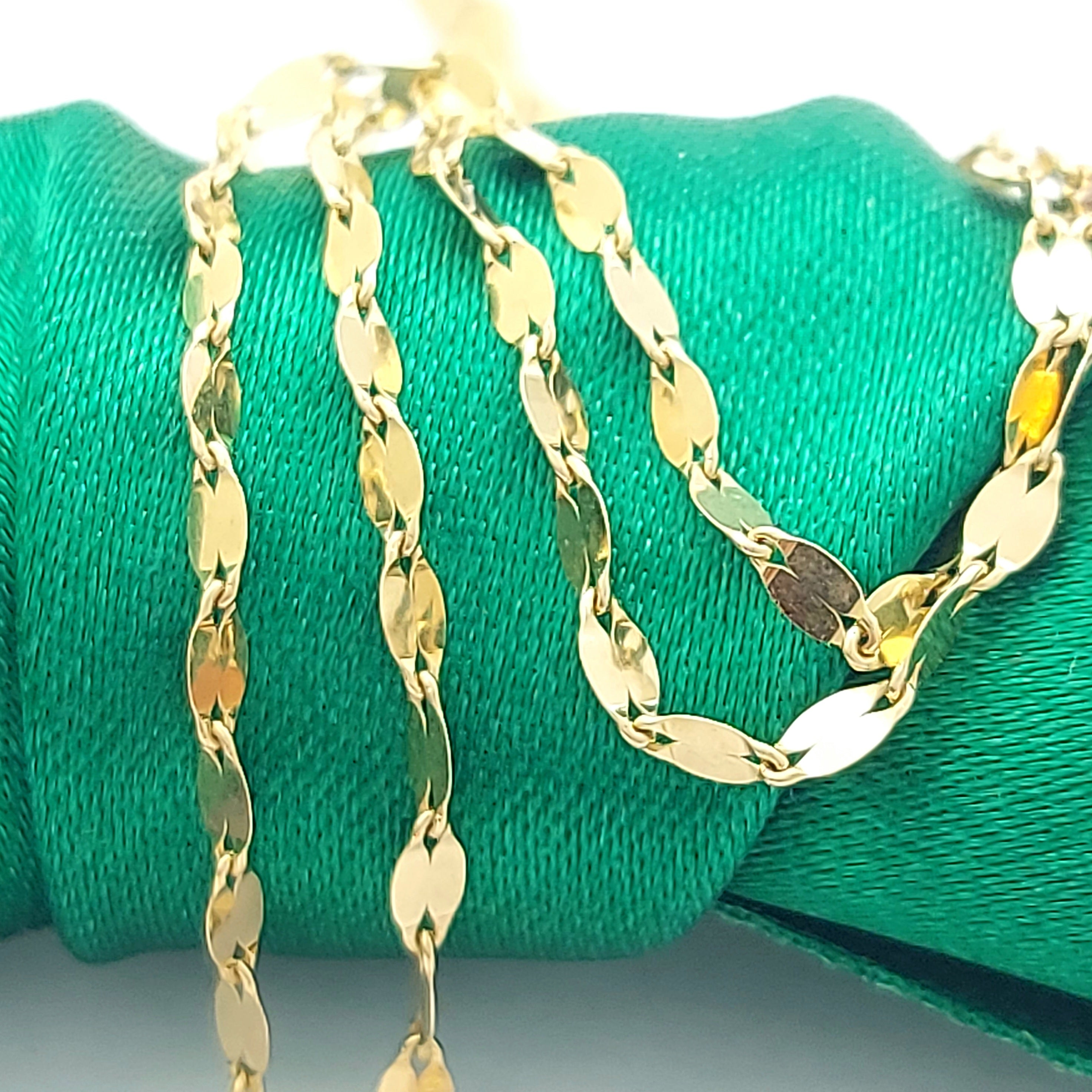 Ladies Italian Yellow Gold 9ct (375, 9K) Dainty Flake Link Necklace