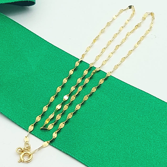 Ladies Italian Yellow Gold 9ct (375, 9K) Dainty Flake Link Necklace