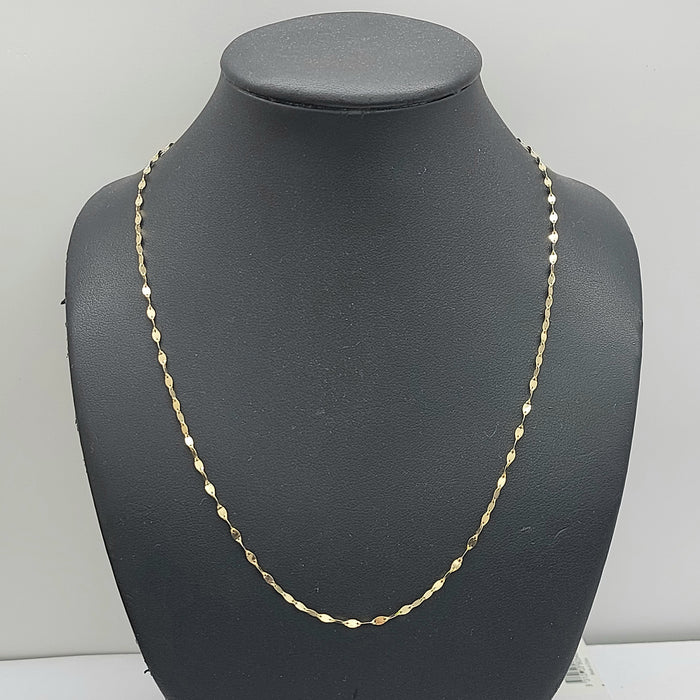 Ladies Italian Yellow Gold 9ct (375, 9K) Dainty Flake Link Necklace