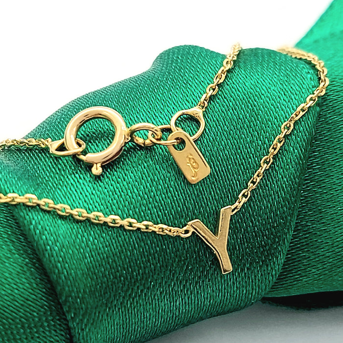 Ladies Yellow Gold 10ct (417, 10K) High Quality Dainty 'Y' Minimal Bracelet