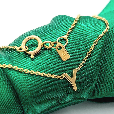 Ladies Yellow Gold 10ct (417, 10K) High Quality Dainty 'Y' Minimal Bracelet