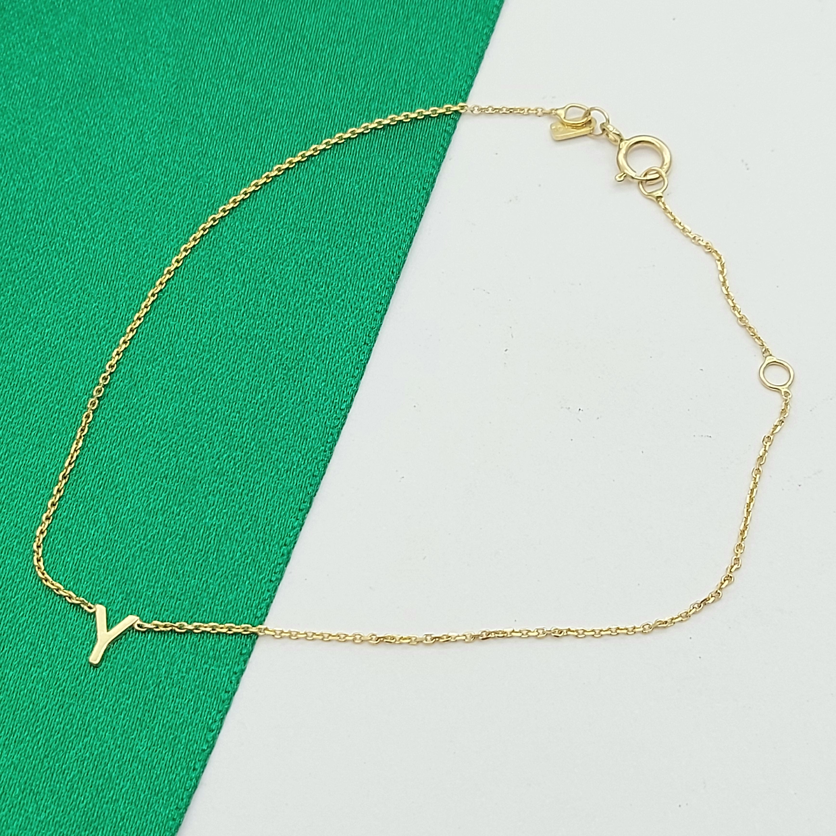 Ladies Yellow Gold 10ct (417, 10K) High Quality Dainty 'Y' Minimal Bracelet