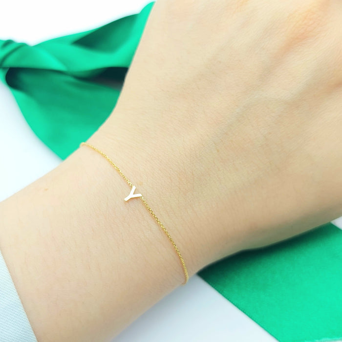 Ladies Yellow Gold 10ct (417, 10K) High Quality Dainty 'Y' Minimal Bracelet