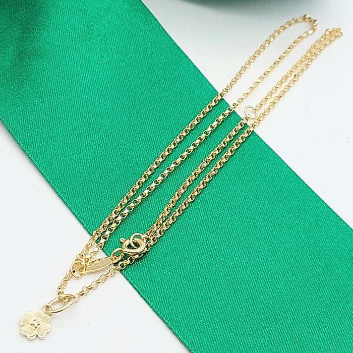Ladies Yellow Gold 10ct (417, 10K) Diamond Four Leaf Clover Belcher Necklace