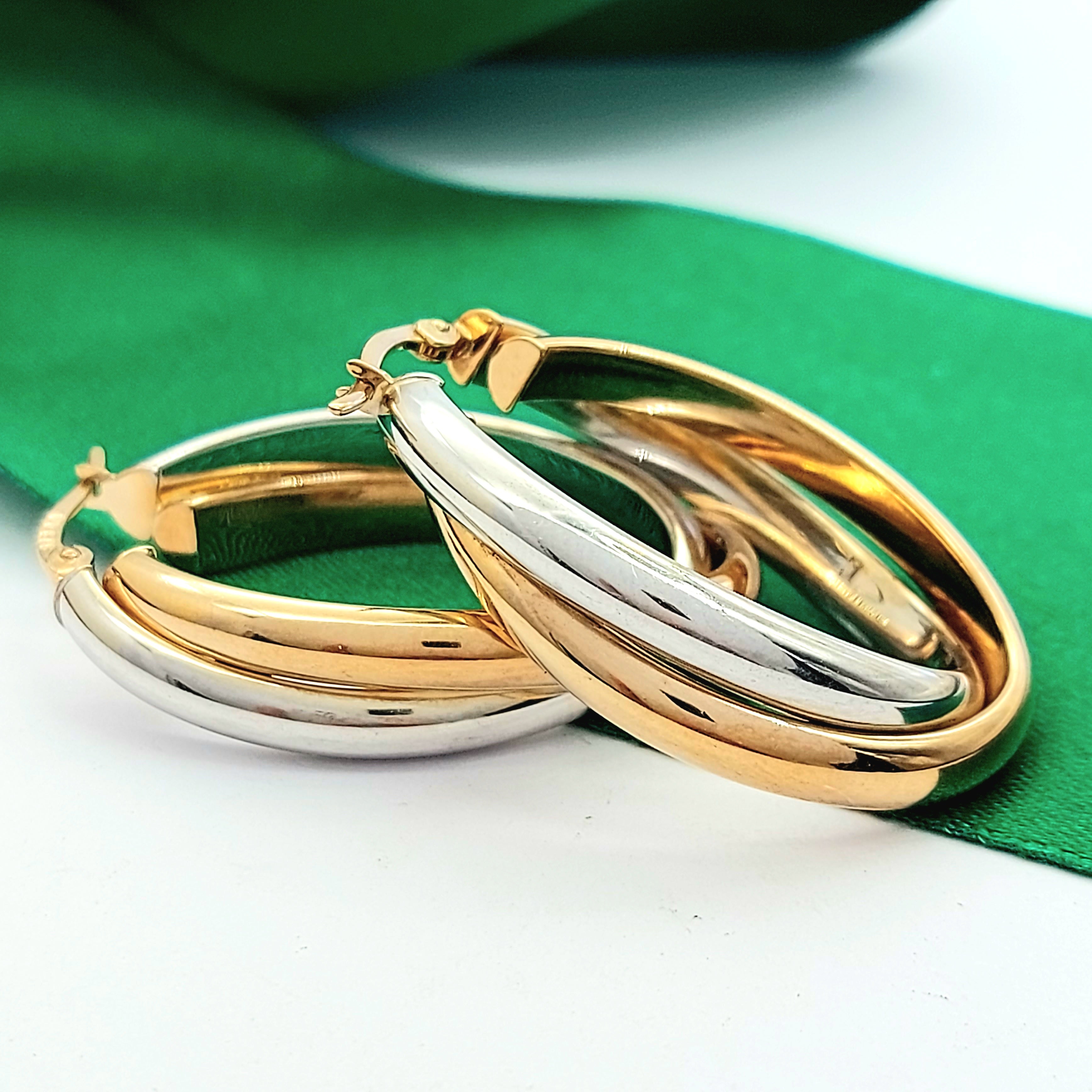 Ladies Italian Two-Tone Gold 9ct (375,9k) Oval Overlay Intertwining Hoops