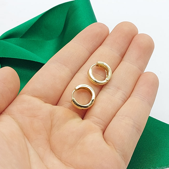 Ladies Yellow Gold 10ct (417, 10K) MHJ Smooth Plain Round Petite Hoops