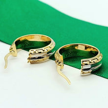 Load image into Gallery viewer, Ladies Italian Two-Tone Gold 9ct (375,9k) Greek Key Pattern Hoop Earrings
