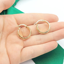 Load image into Gallery viewer, Ladies Italian Two-Tone Gold 9ct (375,9k) Greek Key Pattern Hoop Earrings
