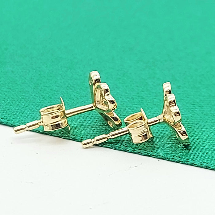 Ladies Yellow Gold 10ct (417, 10K) MHJ Four Leaf Clover & Diamantes Studs