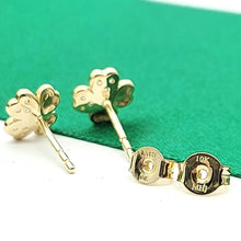 Load image into Gallery viewer, Ladies Yellow Gold 10ct (417, 10K) MHJ Four Leaf Clover &amp; Diamantes Studs
