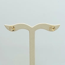 Load image into Gallery viewer, Ladies Yellow Gold 10ct (417, 10K) MHJ Four Leaf Clover &amp; Diamantes Studs
