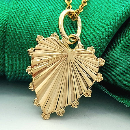 Starburst Design Heart Yellow Gold 10ct (417, 10K) High Quality MHJ Pendant