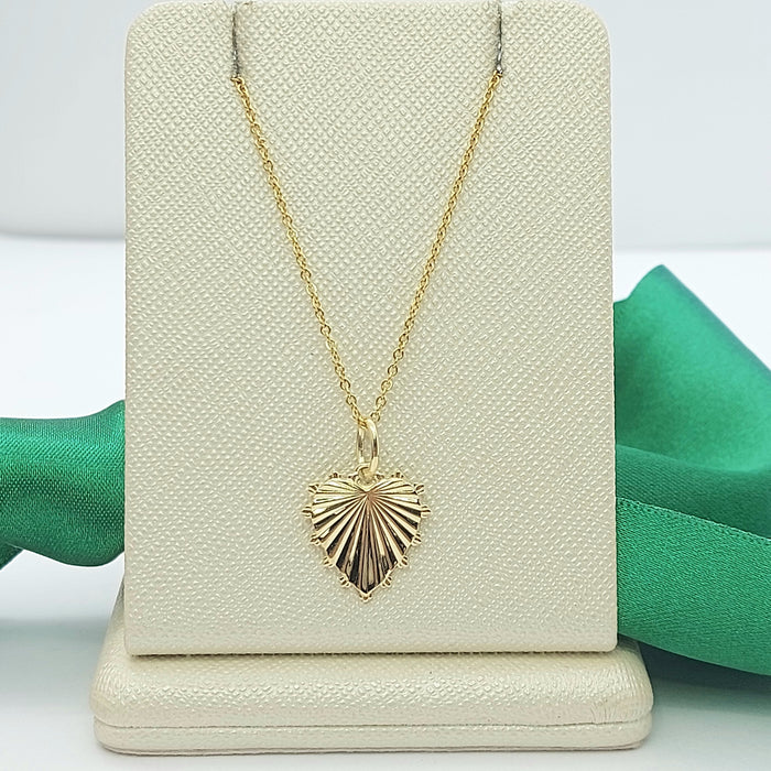Starburst Design Heart Yellow Gold 10ct (417, 10K) High Quality MHJ Pendant