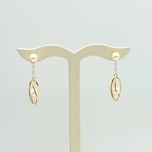 Load image into Gallery viewer, Ladies Rose Gold 9ct (375, 9k) Natural Pearl Drop/Dangle Swirl Cage Earrings
