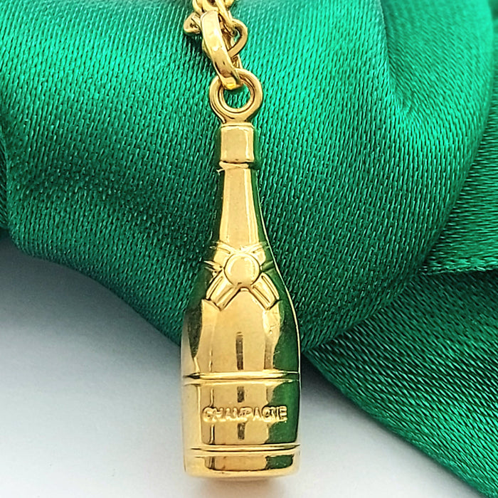 Champagne Bottle Yellow Gold 9ct (375, 9K) Rare High Quality Pendant