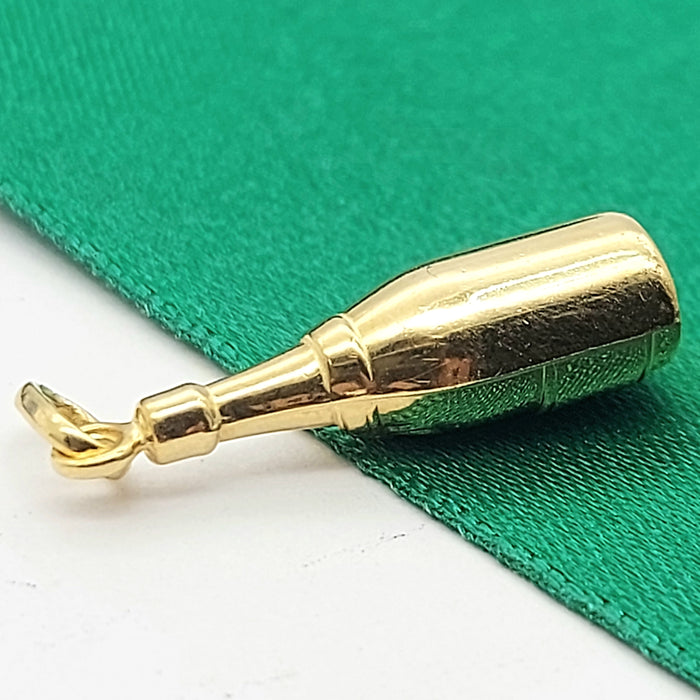 Champagne Bottle Yellow Gold 9ct (375, 9K) Rare High Quality Pendant