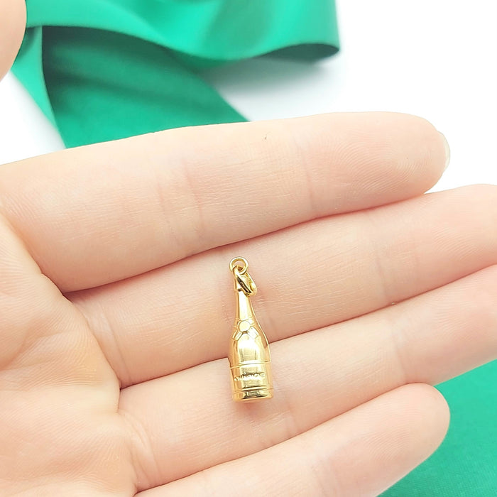 Champagne Bottle Yellow Gold 9ct (375, 9K) Rare High Quality Pendant