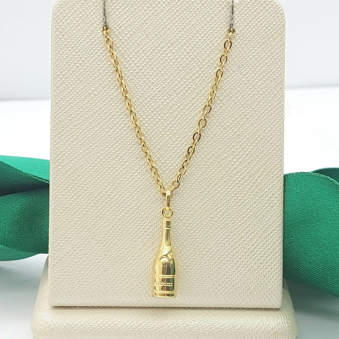 Champagne Bottle Yellow Gold 9ct (375, 9K) Rare High Quality Pendant