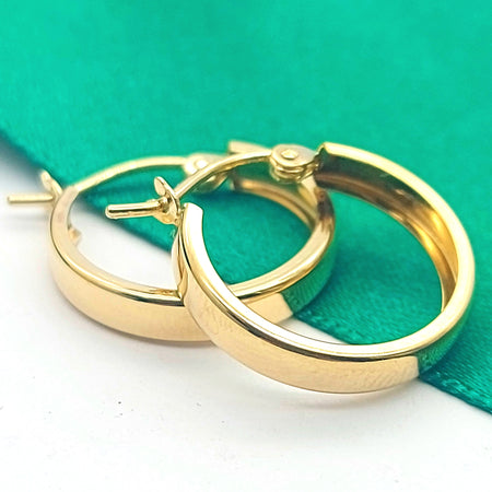 Ladies Yellow Gold 9ct (375, 9K) Smooth Plain Small Flat Hoops