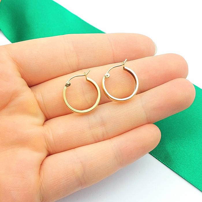 Ladies Yellow Gold 9ct (375, 9K) Smooth Plain Small Flat Hoops