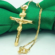 Load image into Gallery viewer, Ladies Yellow Gold 9ct (375, 9k) Crucifix Jesus Christ Cross Chain Necklace
