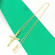 Load image into Gallery viewer, Ladies Yellow Gold 9ct (375, 9k) Crucifix Jesus Christ Cross Chain Necklace
