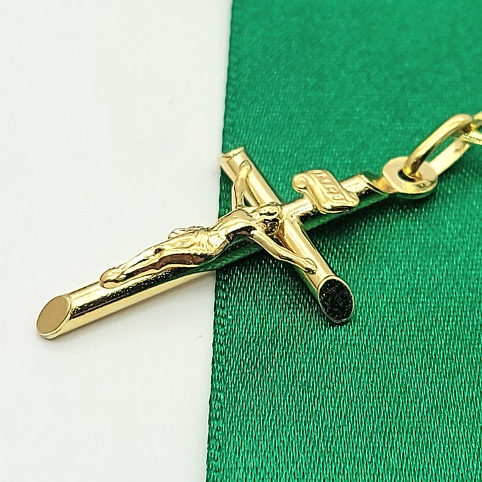 Ladies Yellow Gold 9ct (375, 9k) Crucifix Jesus Christ Cross Chain Necklace
