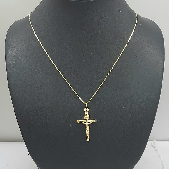 Ladies Yellow Gold 9ct (375, 9k) Crucifix Jesus Christ Cross Chain Necklace