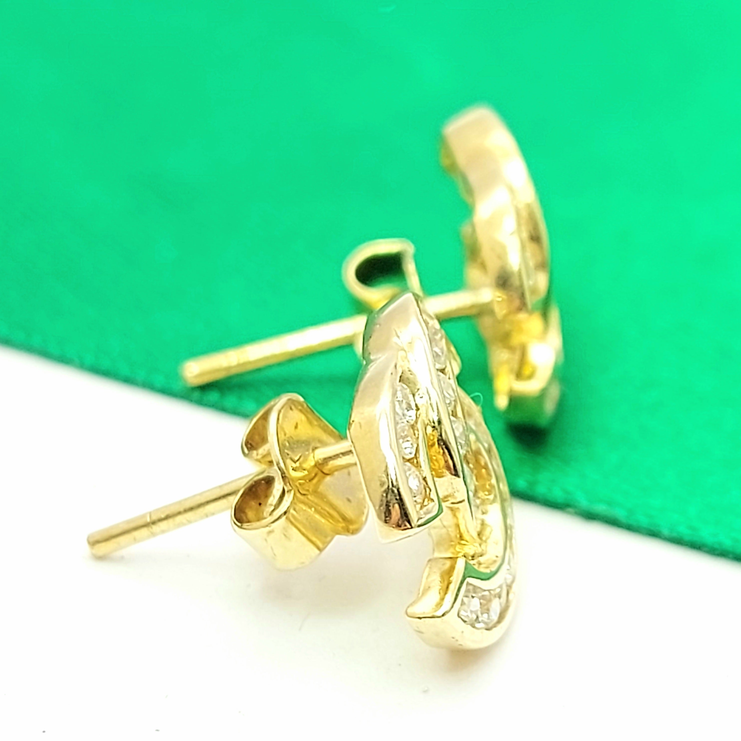 Ladies Yellow Gold 9ct (375, 9k) 'CHANEL' Style Channel set Diamantes Stud Earrings