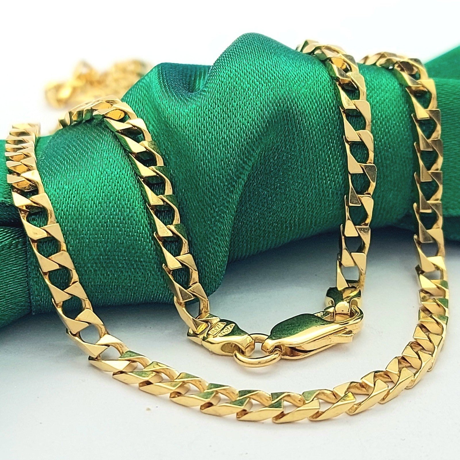 Squared Curb Link Chain Italian Yellow Gold 18ct (750,18K) Solid Unisex Necklace
