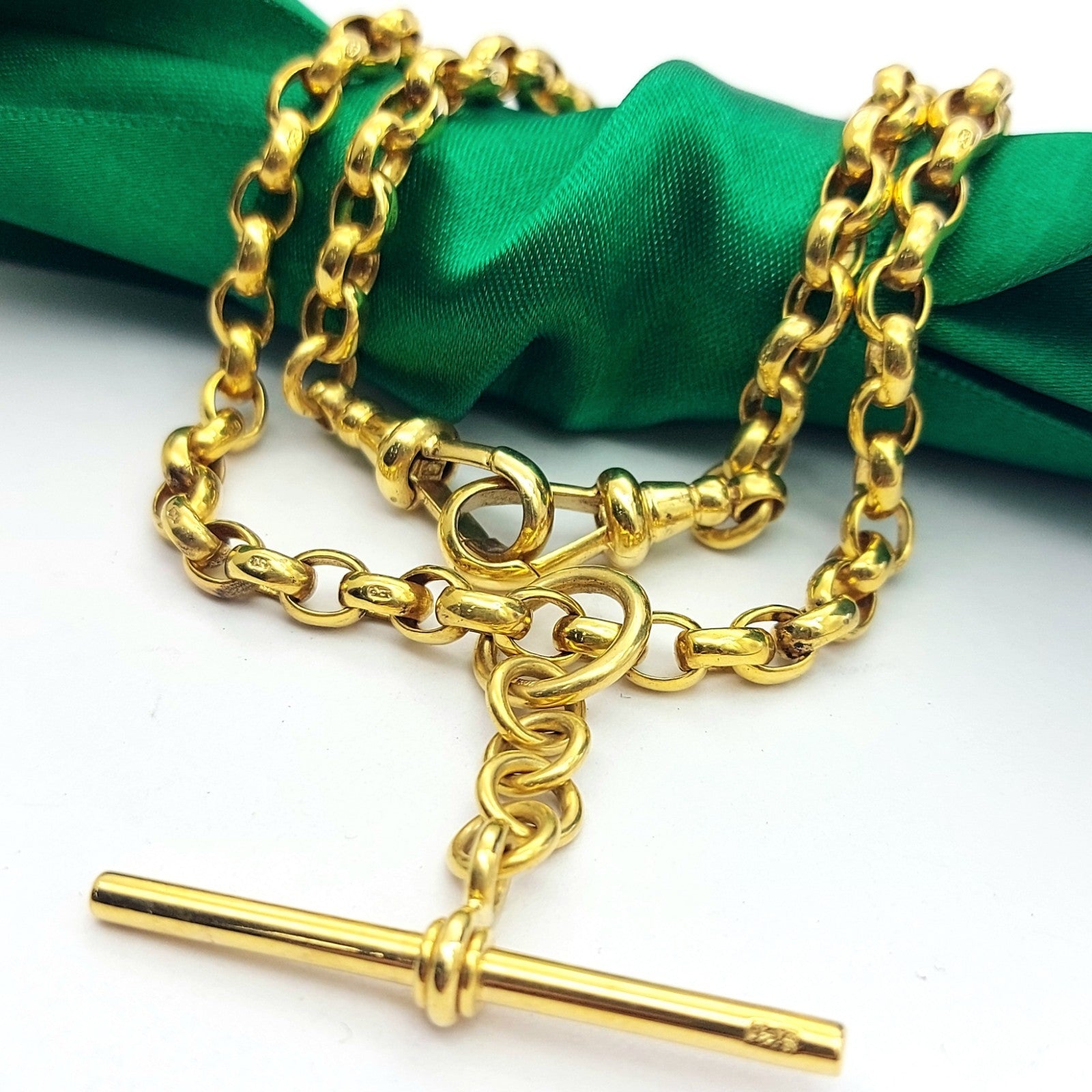 Antique Belcher T-bar Yellow Gold 9ct (375, 9k) Solid Chain Necklace