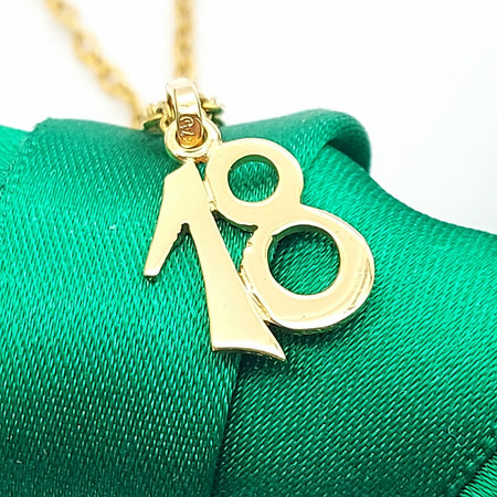 Ladies Yellow Gold 9ct (375, 9K) Retro High Quality '18' Pendant