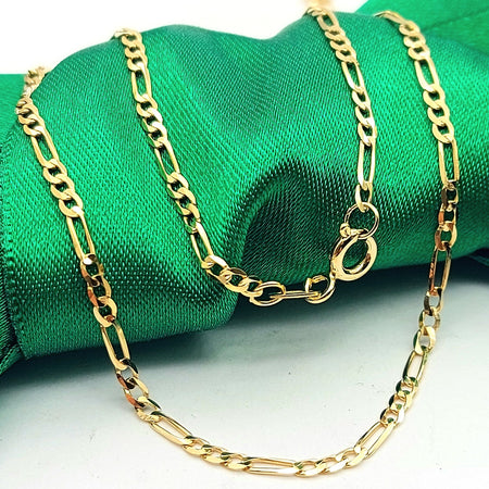 Figaro Italian Yellow Gold 9ct (375, 9k) High Quality Thin Chain Necklace