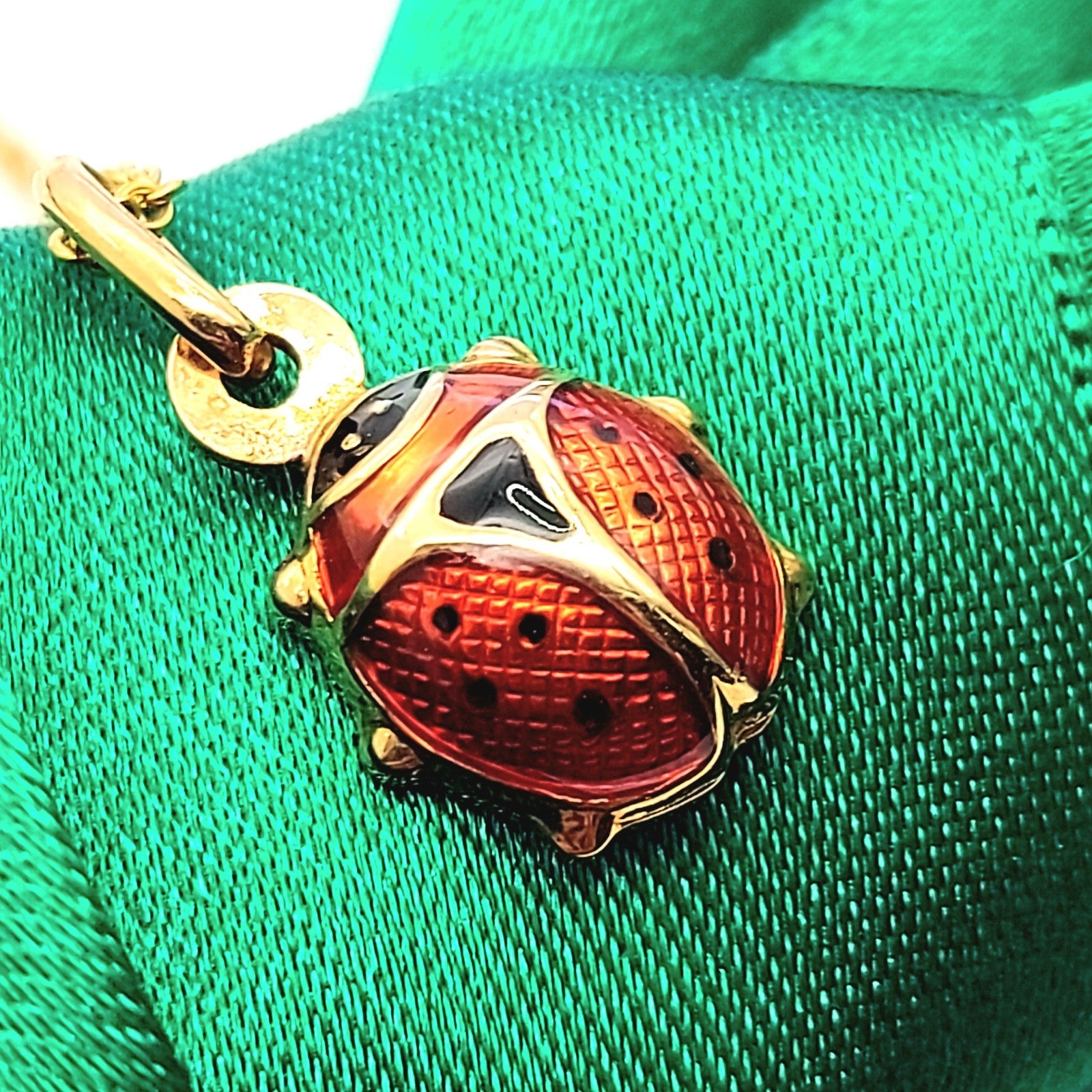 Enamel LadyBug Yellow Gold 9ct (375, 9K) High Quality Rare Handmade Pendant