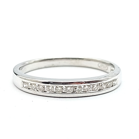 Ladies White Gold 9ct (375, 9K) Natural 12 Diamonds Channel-Set Ring