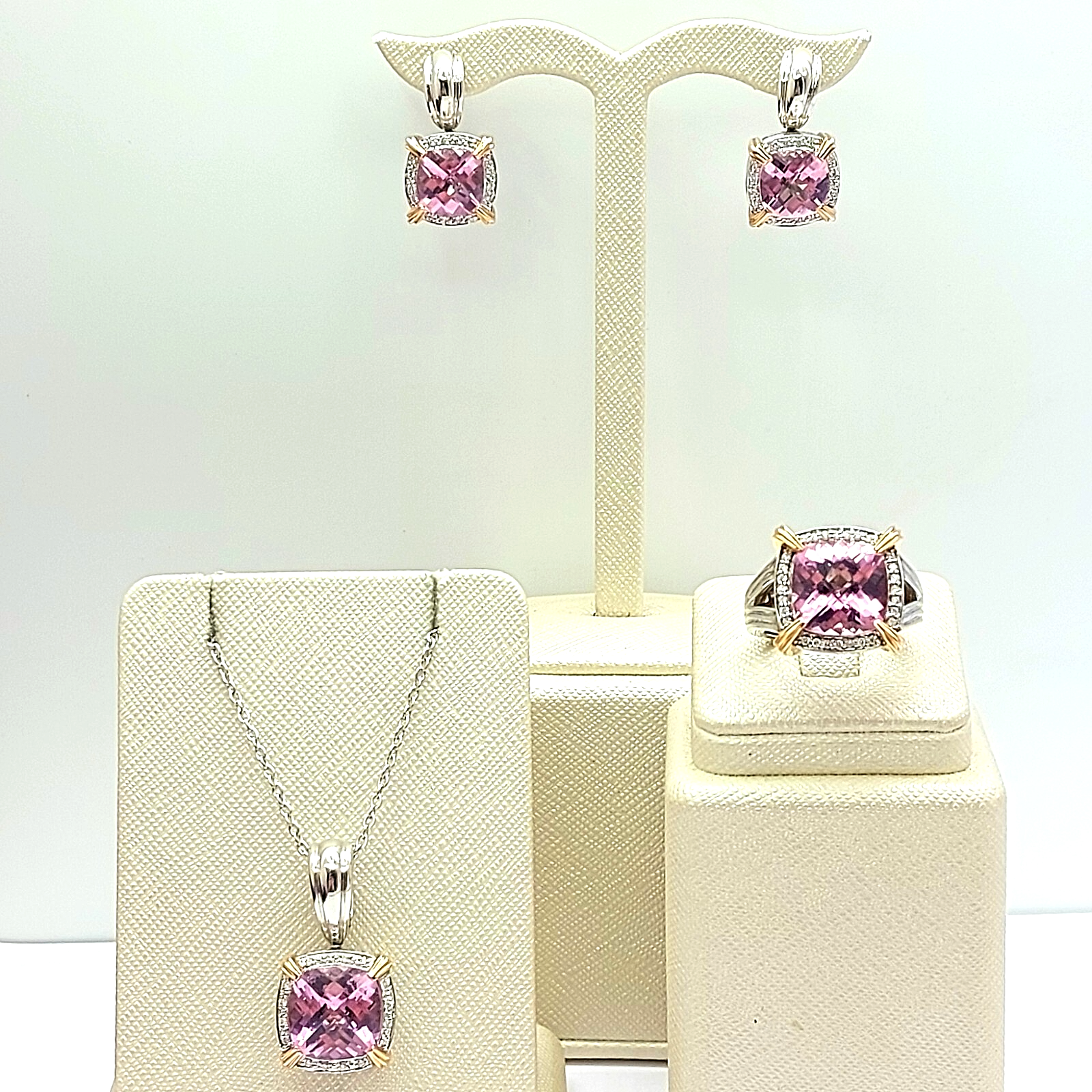 'JACKIE O' Kunzite Jewellery Set Silver (925) & 18ct Rose Gold (750,18k)