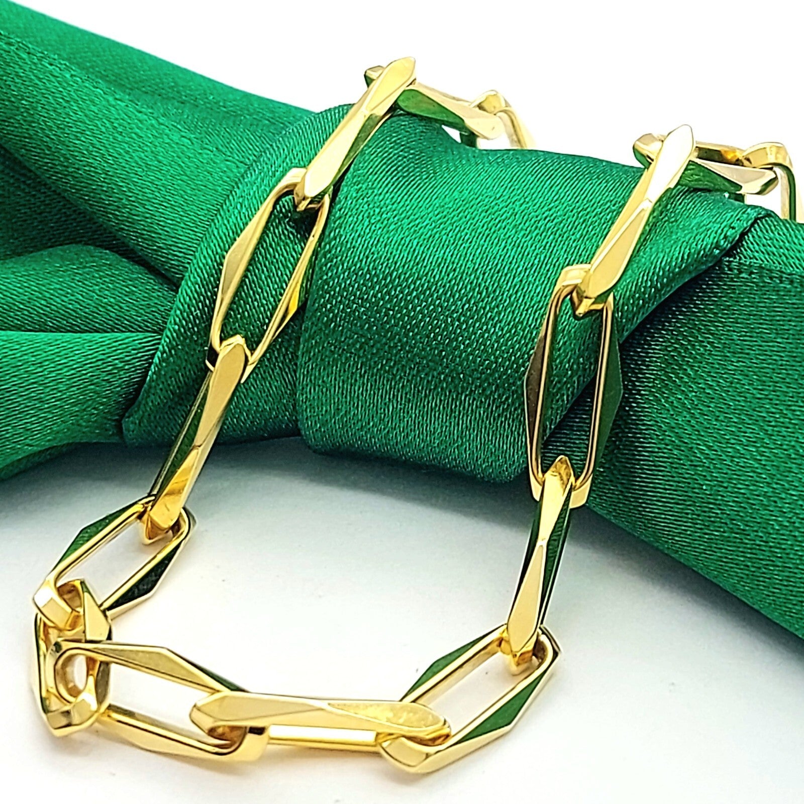 Ladies Yellow Gold 14ct (585, 14K) Elegant High Quality Paperclip Link Bracelet