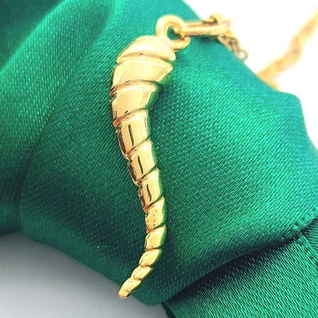 Small Twist Cornicello Lucky Horn Yellow Gold 9ct (375,9k) High Quality Pendant